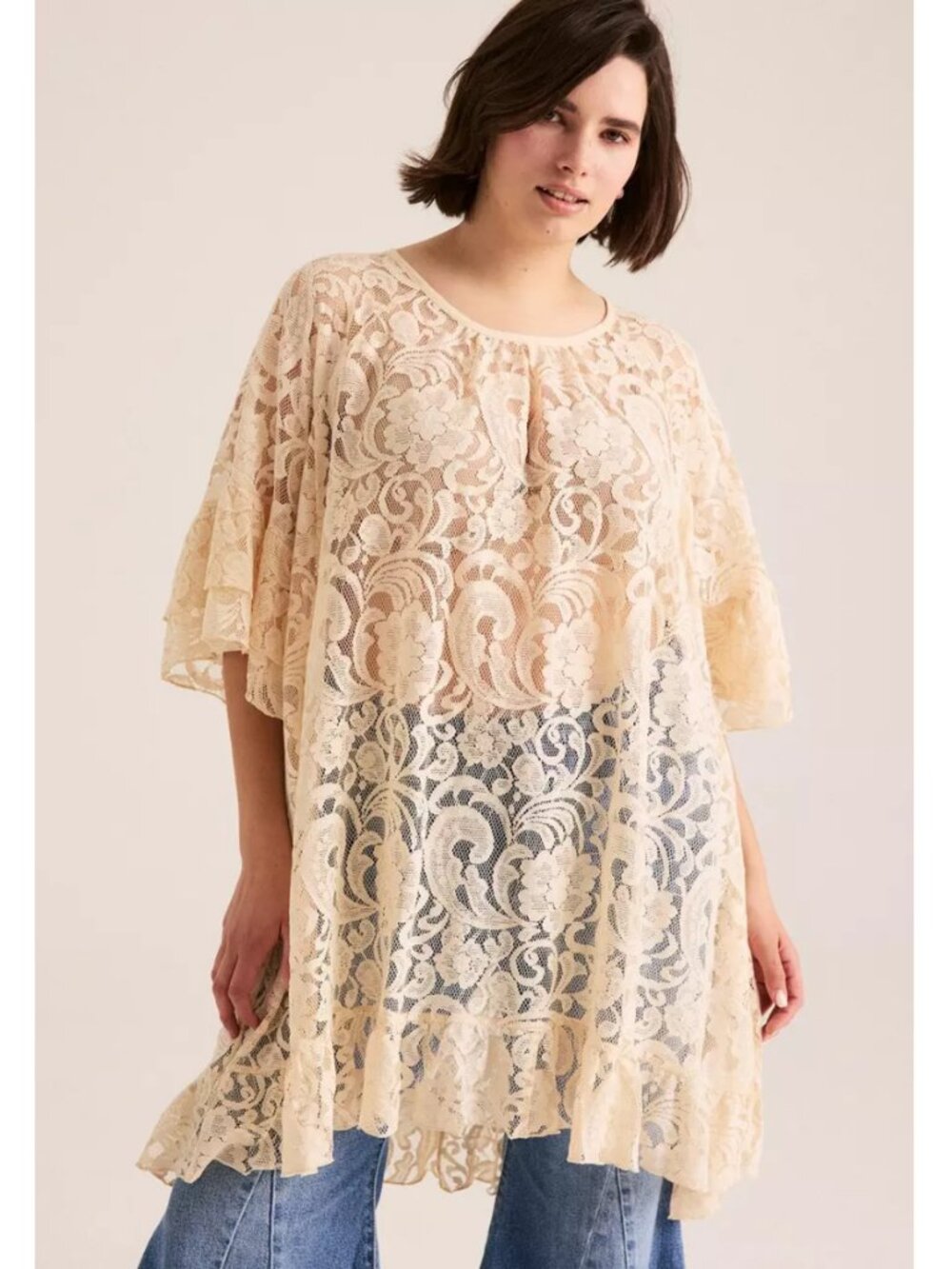 NWT Torrid 0 Festi Hi-Low Lace Tunic Top Large 12